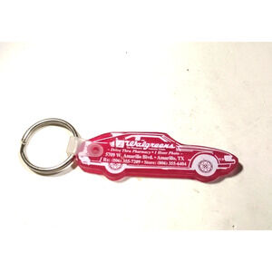 Vintage Walgreens Amarillo Texas Red Car Keychain